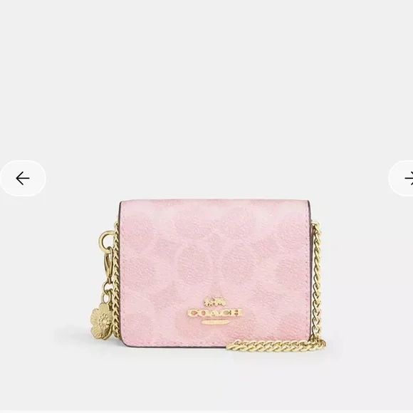 Coach Mini Wallet On A Chain in Light Pink with Gold Hardware - Picture 1 of 4